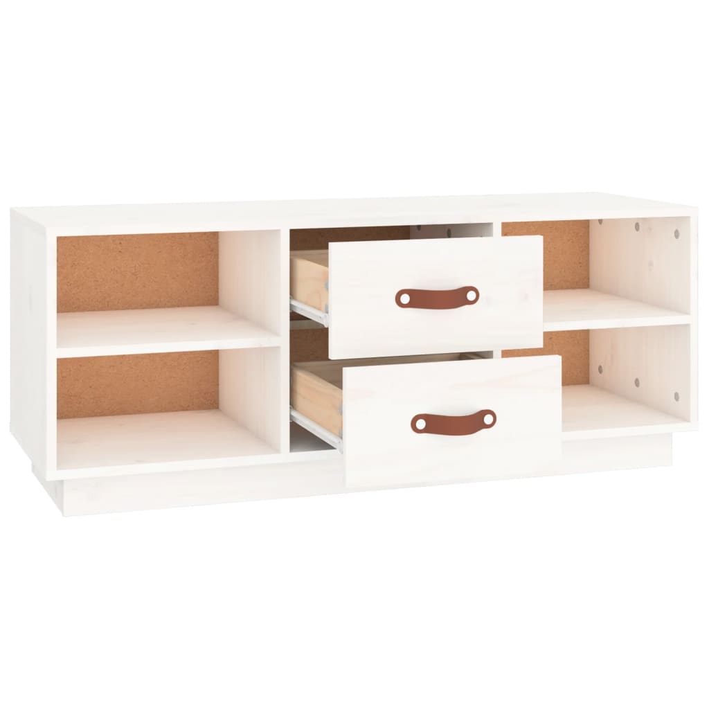 TV-Schrank Weiß 100x34x40 cm Massivholz Kiefer