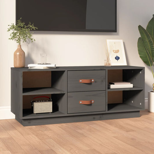 TV-Schrank Grau 100x34x40 cm Massivholz Kiefer