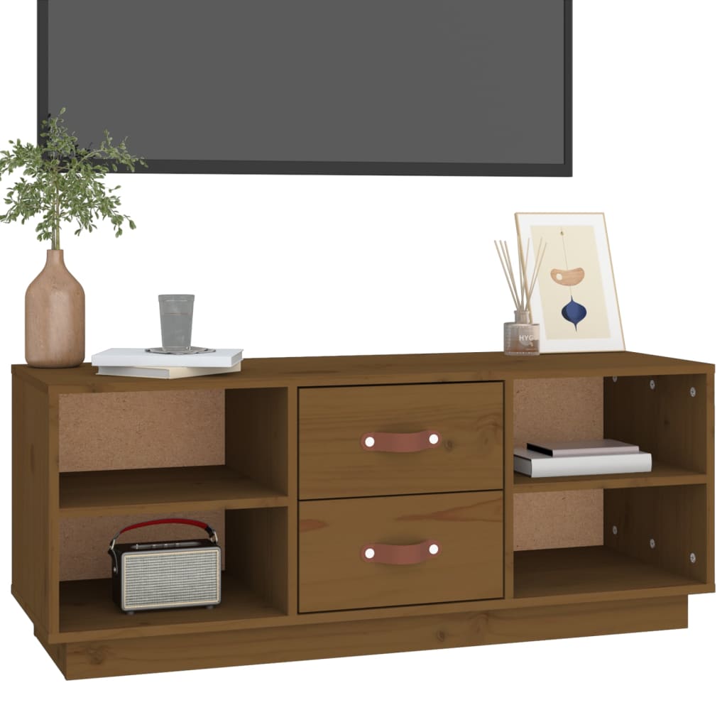 TV-Schrank Honigbraun 100x34x40 cm Massivholz Kiefer