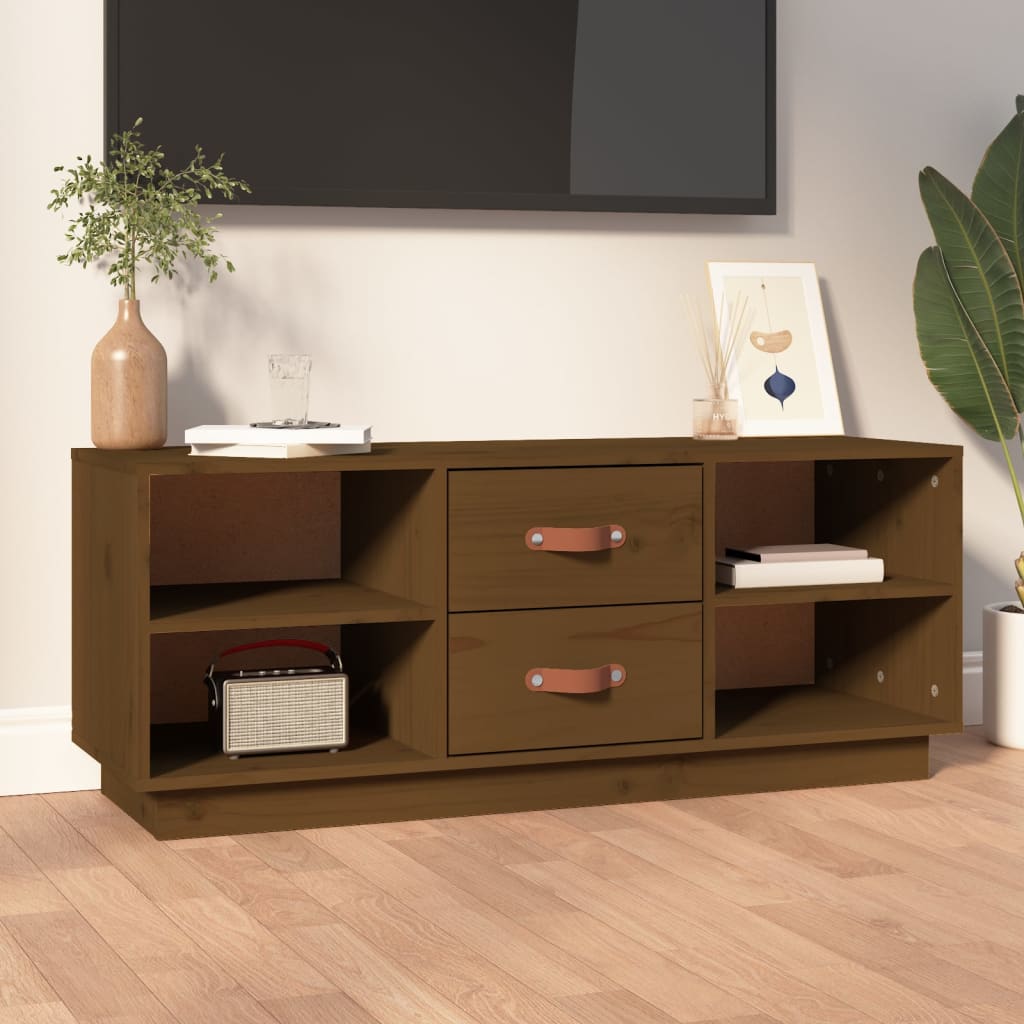 TV-Schrank Honigbraun 100x34x40 cm Massivholz Kiefer