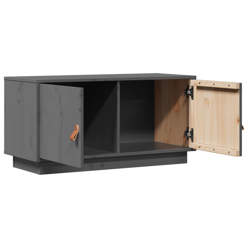 TV-Schrank Grau 80x34x40 cm Massivholz Kiefer