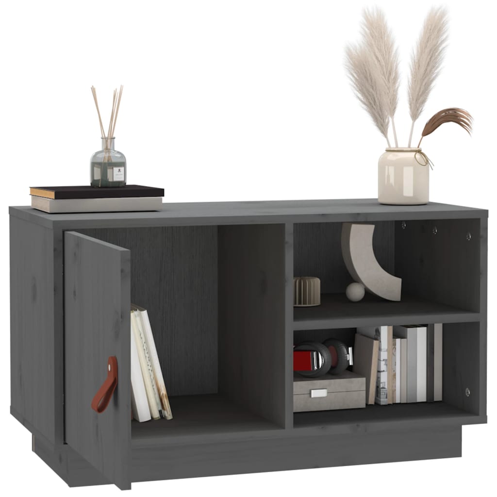 TV-Schrank Grau 70x34x40 cm Massivholz Kiefer