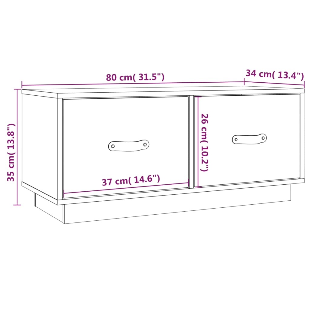 TV-Schrank Honigbraun 80x34x35 cm Massivholz Kiefer