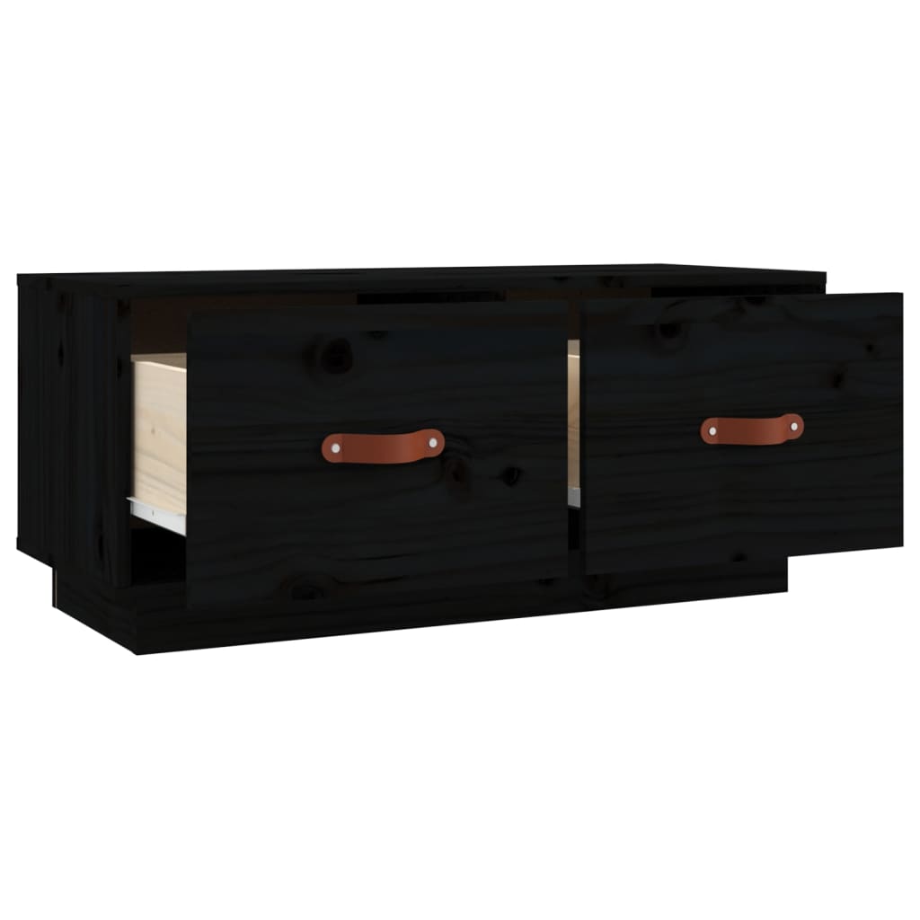 TV-Schrank Schwarz 80x34x35 cm Massivholz Kiefer