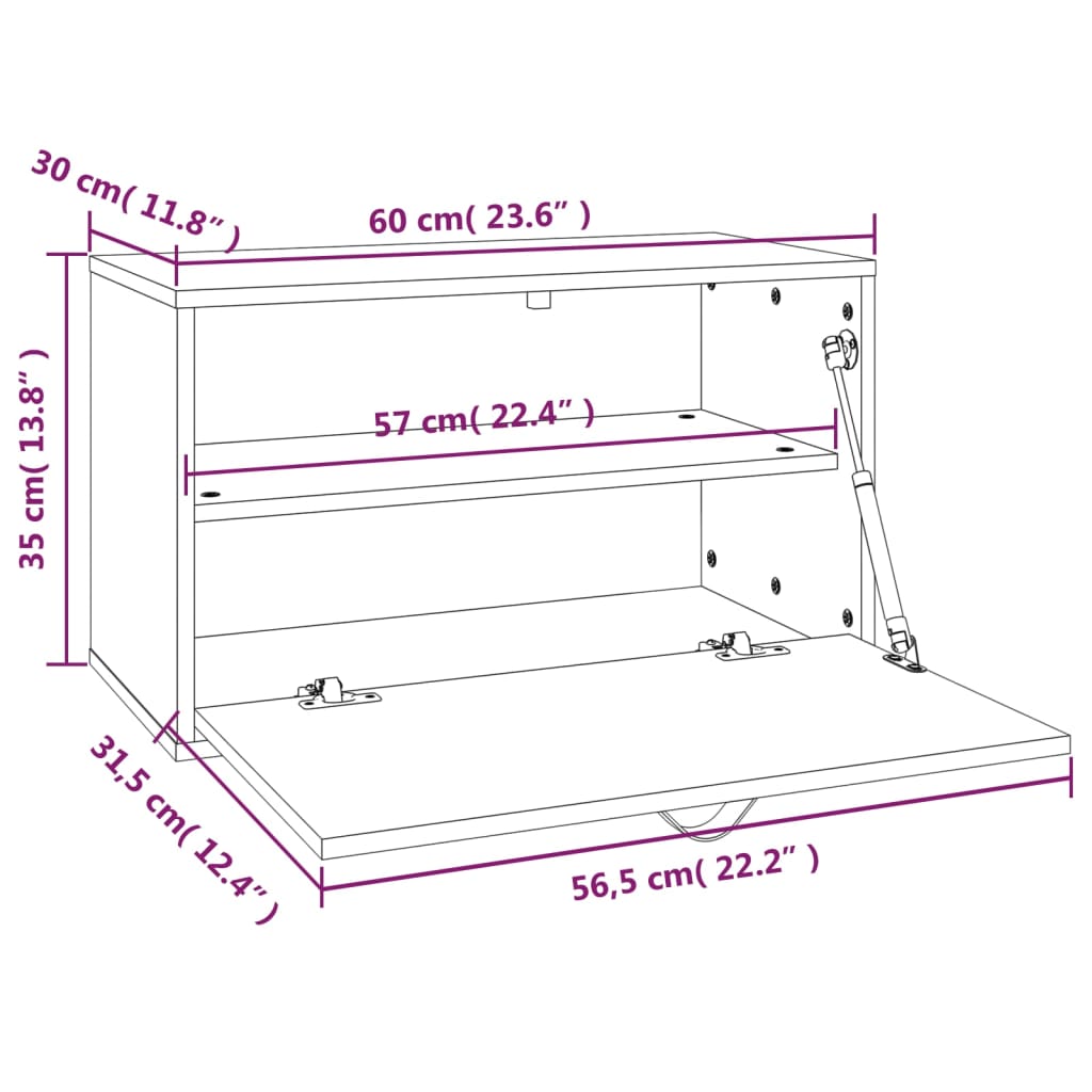 Wandschrank Weiß 60x30x35 cm Massivholz Kiefer