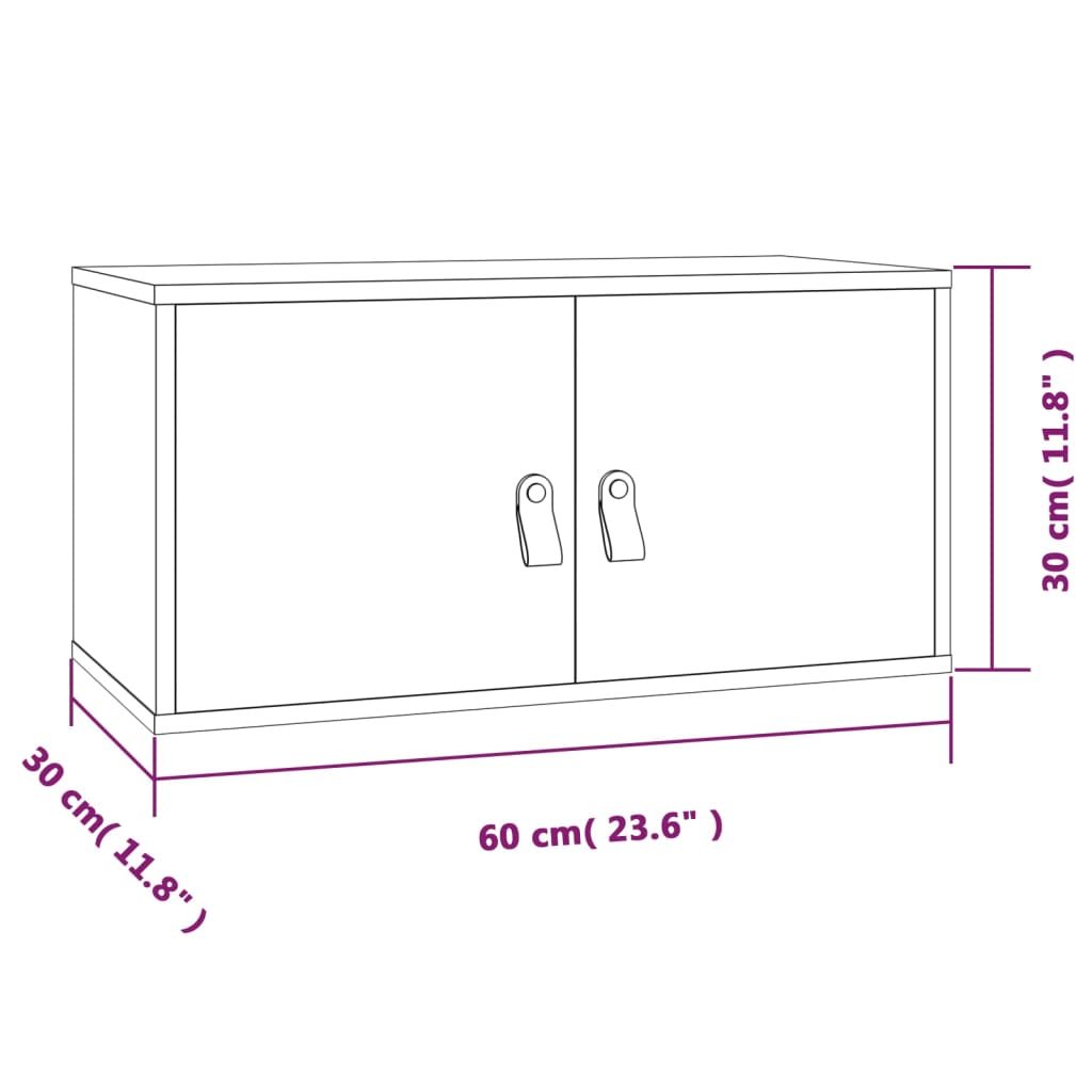 Wandschrank Grau 60x30x30 cm Massivholz Kiefer