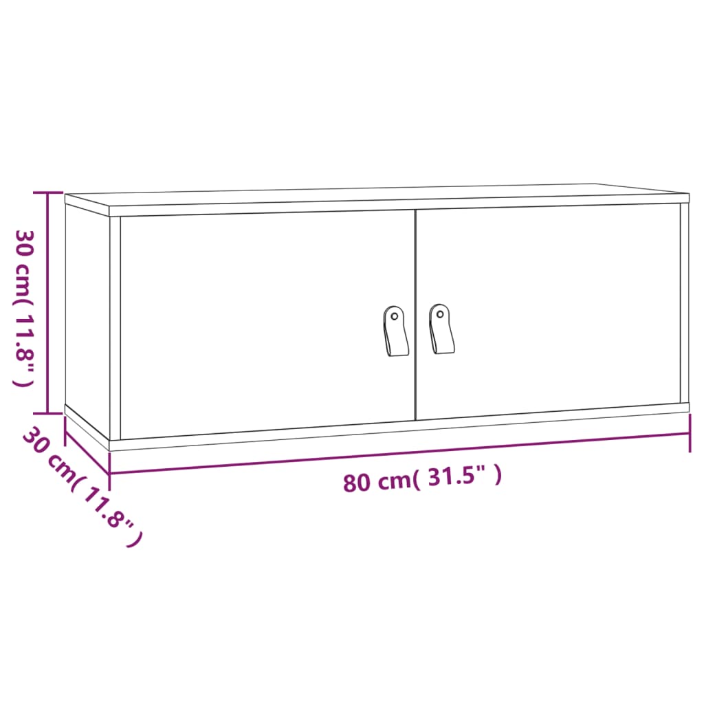 Wandschrank Weiß 80x30x30 cm Massivholz Kiefer