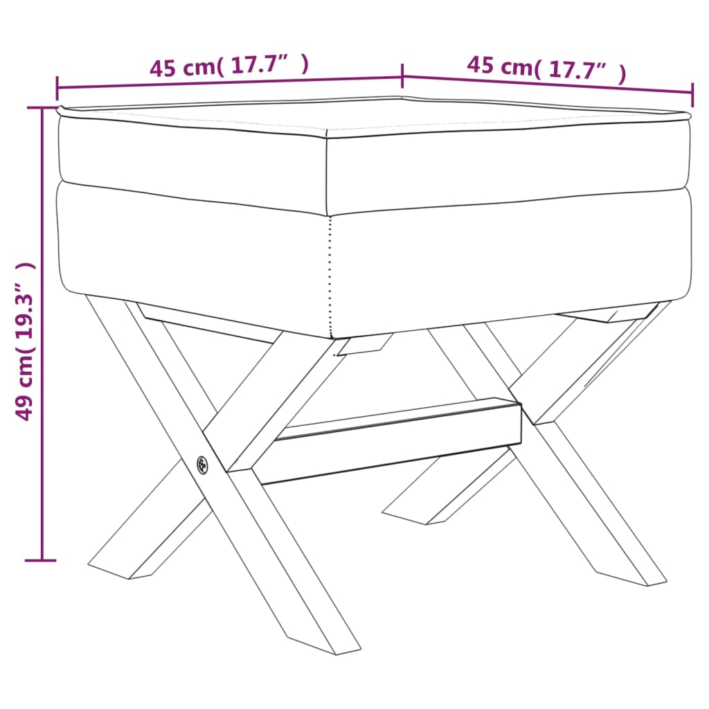 Hocker mit Stauraum Dunkelgrau 45x45x49 cm Stoff