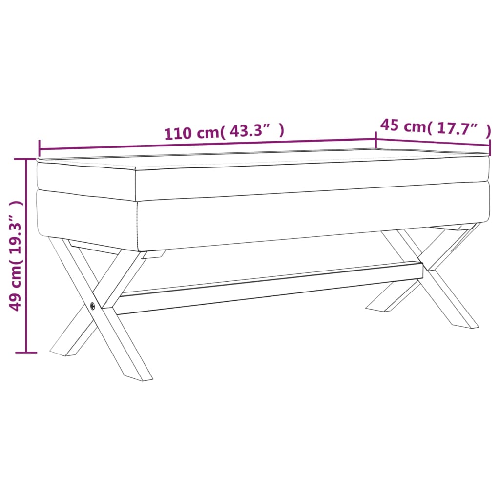 Hocker mit Stauraum 110x45x49 cm Leinen