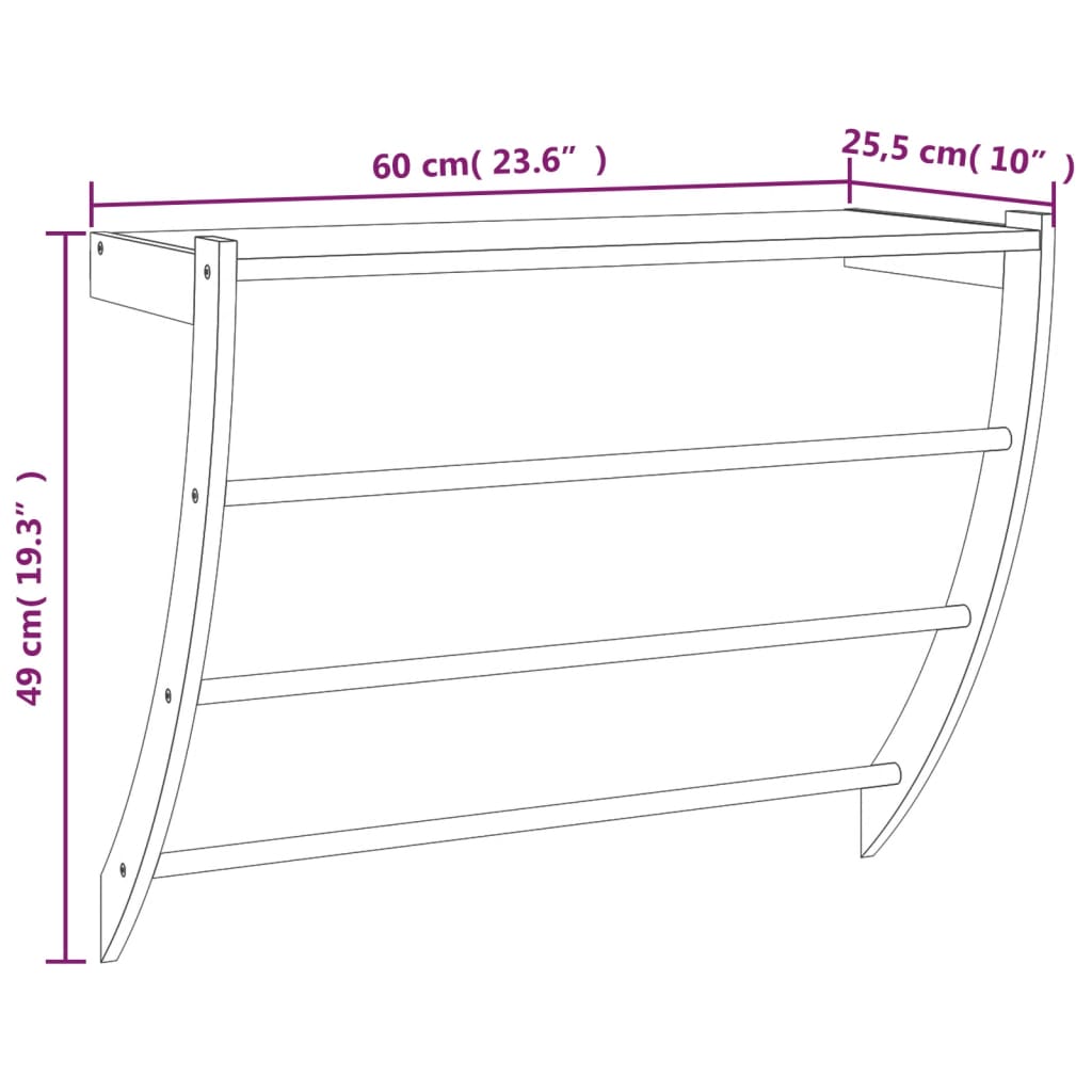 Handtuchhalter 60x25,5x49 cm Massivholz Nussbaum