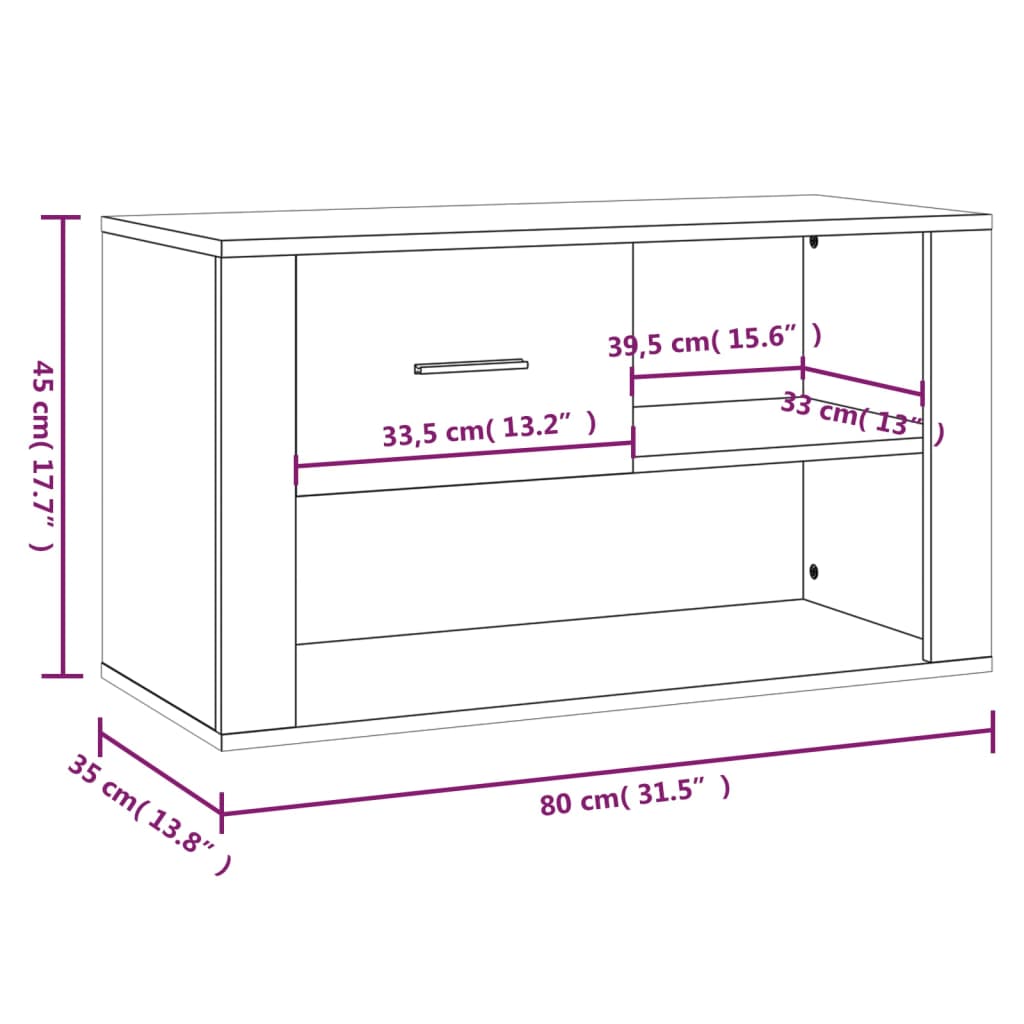 Schuhschrank Räuchereiche 80x35x45 cm Holzwerkstoff