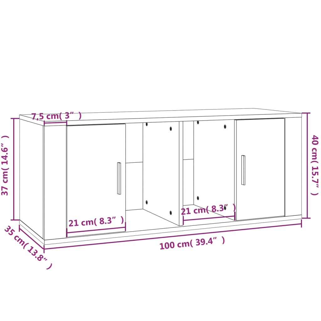 TV-Schrank Hochglanz-Weiß 100x35x40 cm Holzwerkstoff