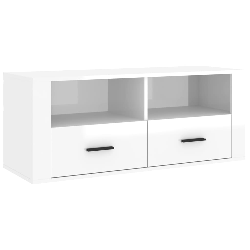 TV-Schrank Hochglanz-Weiß 100x35x40 cm Holzwerkstoff