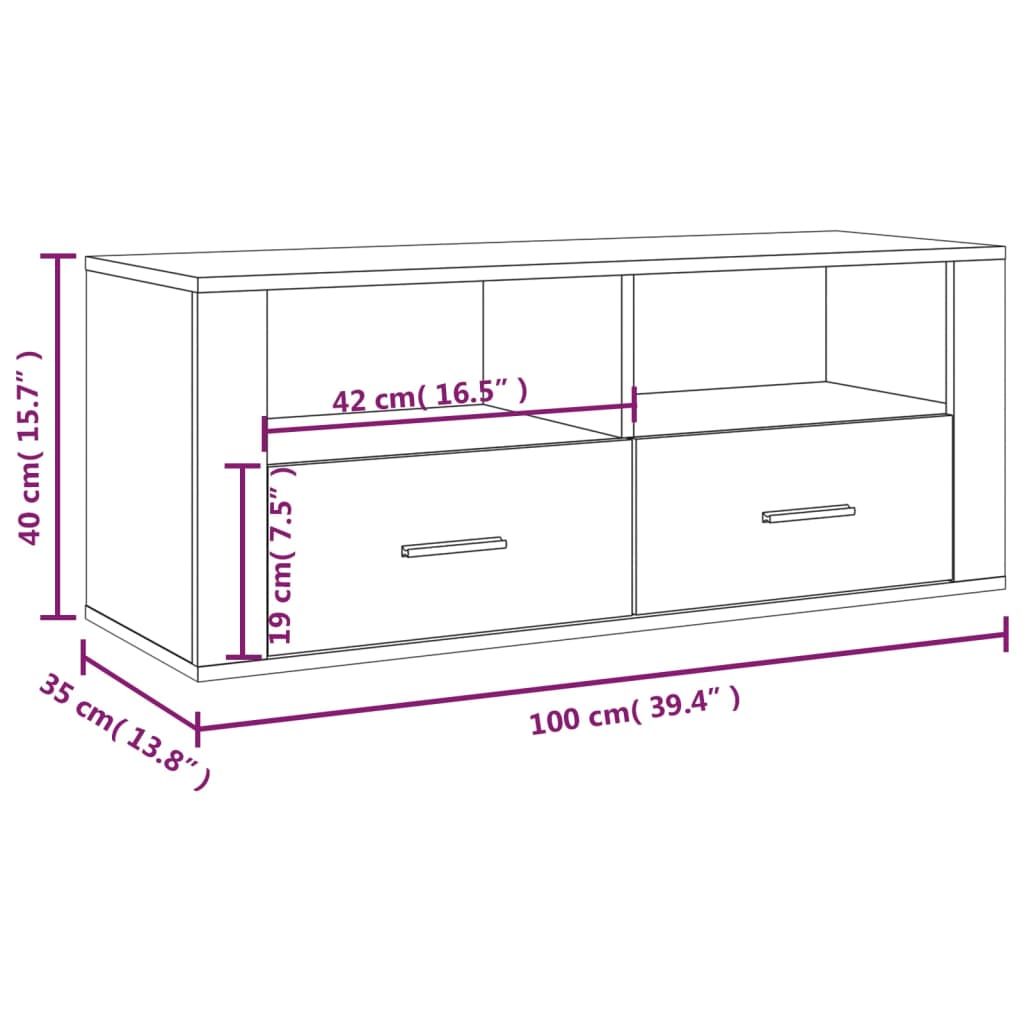 TV-Schrank Hochglanz-Weiß 100x35x40 cm Holzwerkstoff