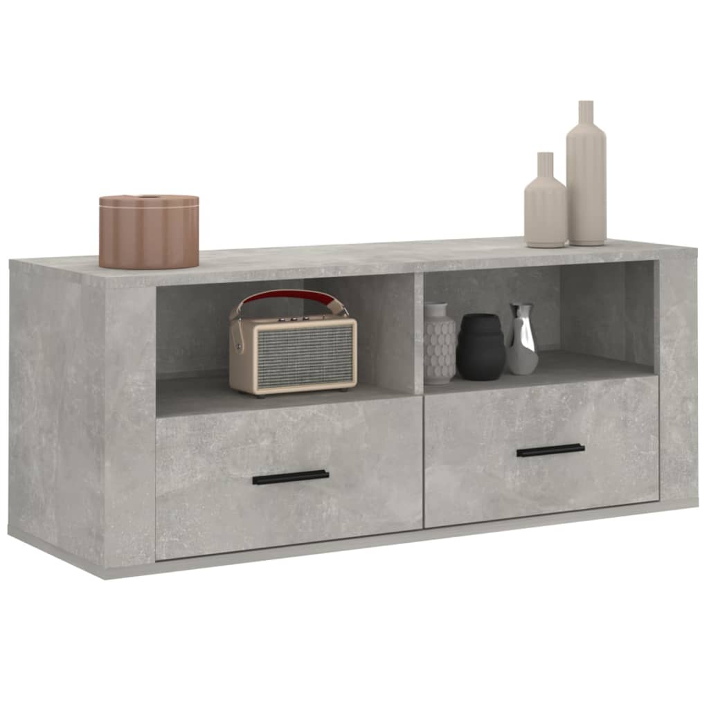 TV-Schrank Betongrau 100x35x40 cm Holzwerkstoff