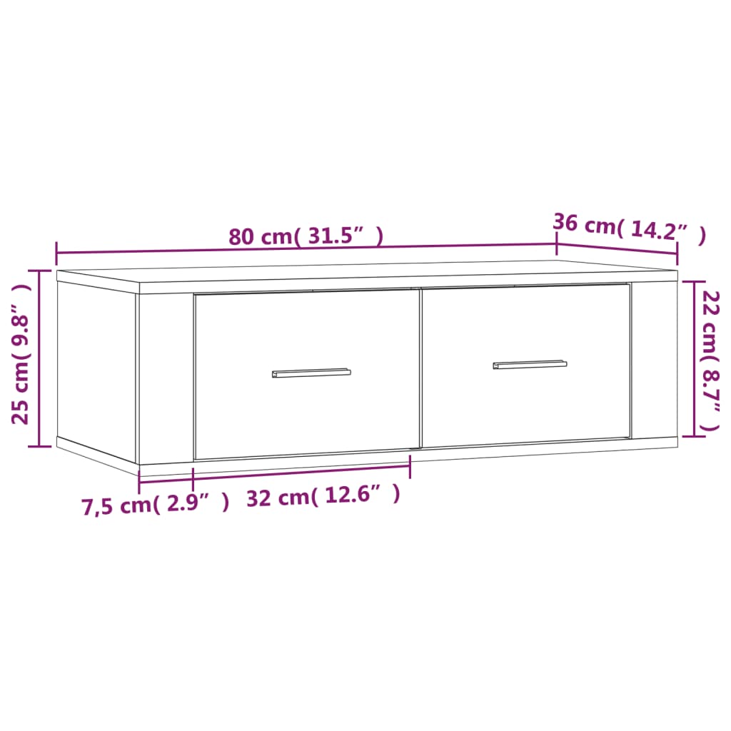 TV-Wandschrank Grau Sonoma 80x36x25 cm Holzwerkstoff