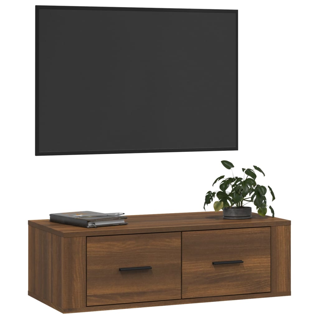 TV-Wandschrank Braun Eichen-Optik 80x36x25 cm Holzwerkstoff