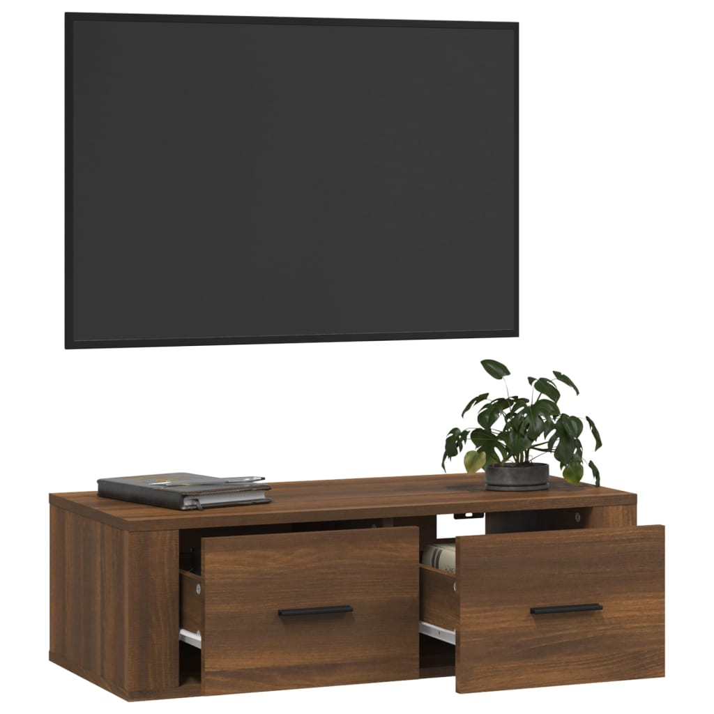 TV-Wandschrank Braun Eichen-Optik 80x36x25 cm Holzwerkstoff