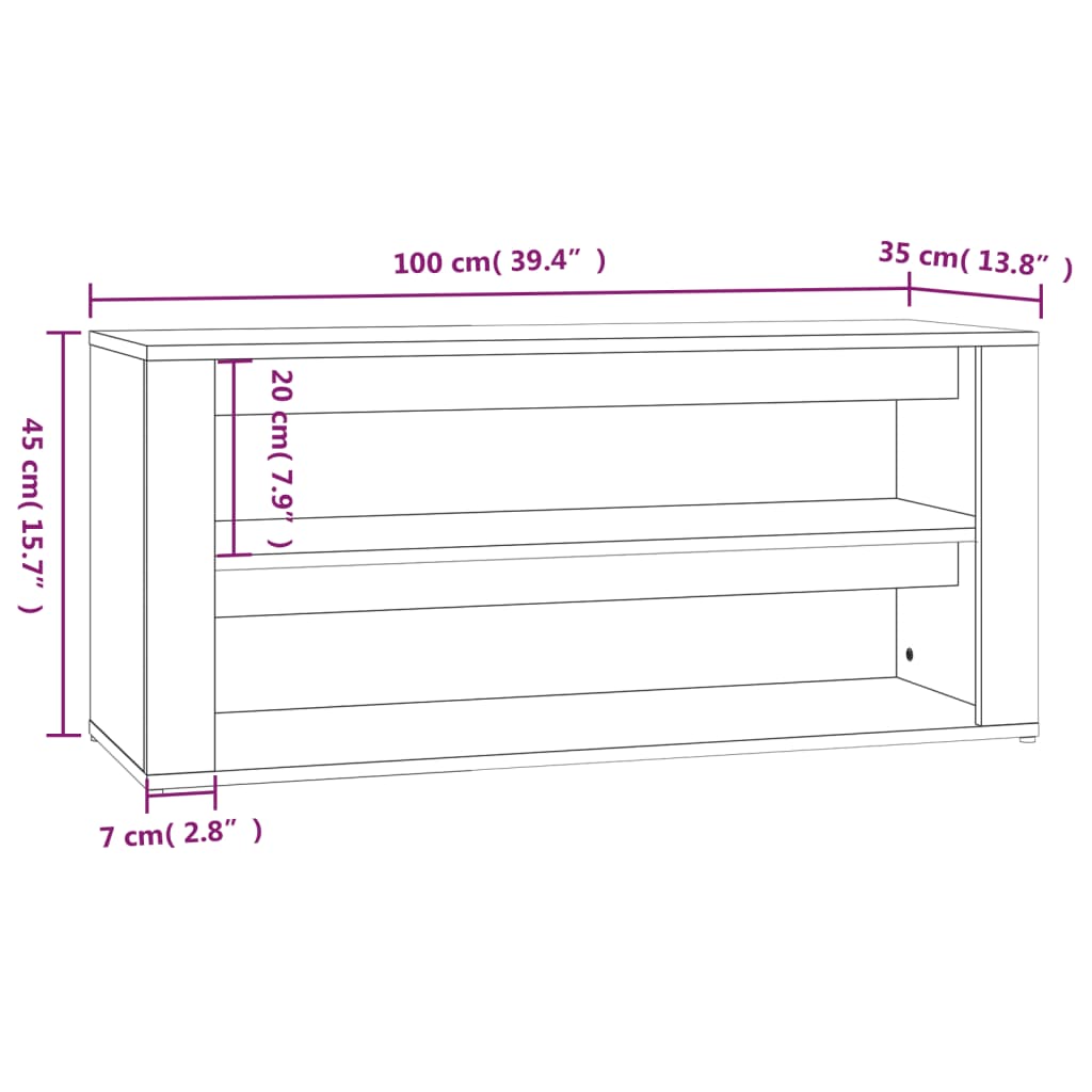 Schuhregal Betongrau 100x35x45 cm Holzwerkstoff