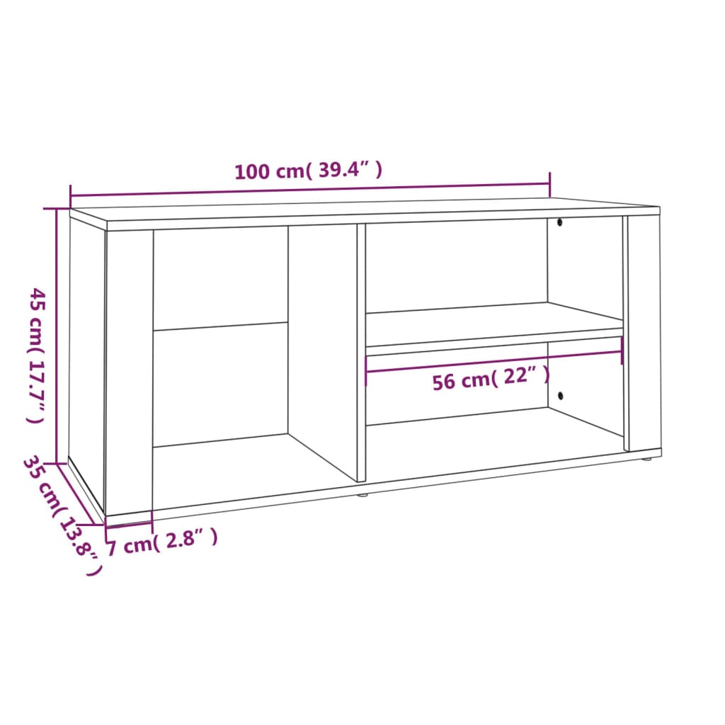 Schuhregal Betongrau 100x35x45 cm Holzwerkstoff