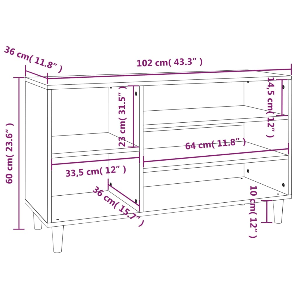 Schuhregal Weiß 102x36x60 cm Holzwerkstoff