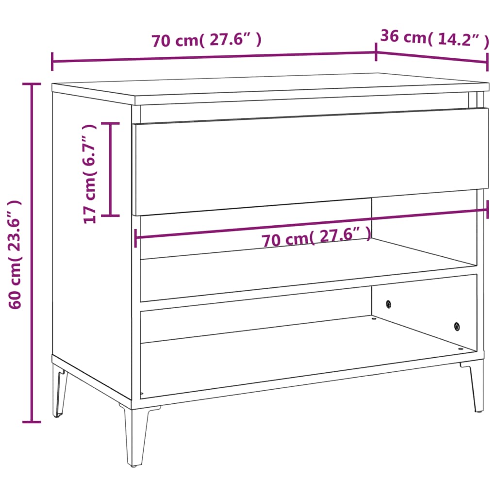 Schuhregal Betongrau 70x36x60 cm Holzwerkstoff