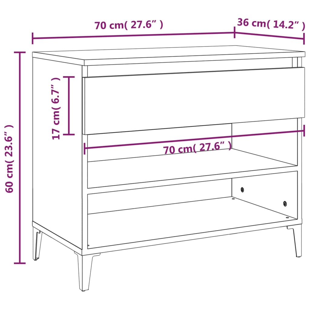 Schuhregal Braun Eichen-Optik 70x36x60 cm Holzwerkstoff