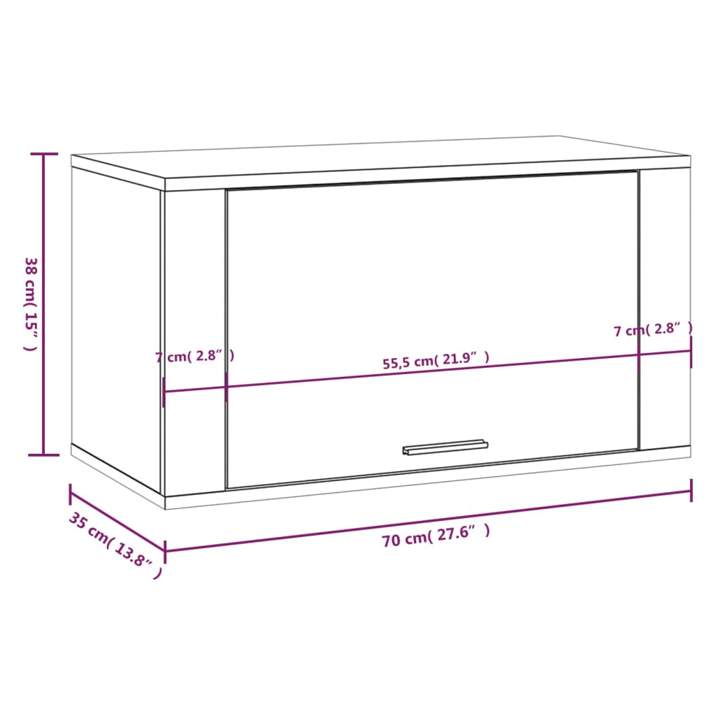 Wand-Schuhschrank Schwarz 70x35x38 cm Holzwerkstoff