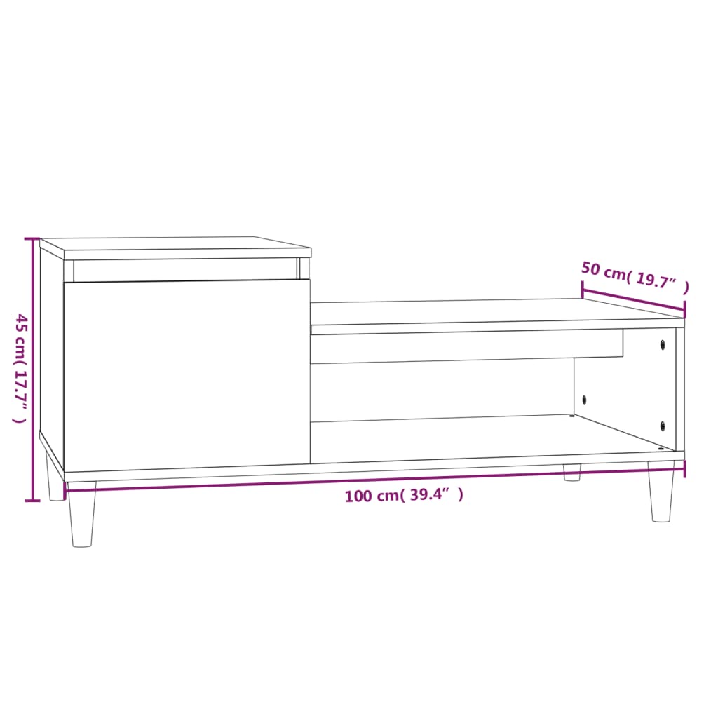 Couchtisch Räuchereiche 100x50x45 cm Holzwerkstoff