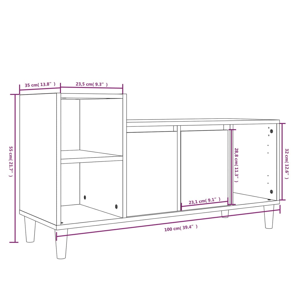 TV-Schrank Weiß 100x35x55 cm Holzwerkstoff