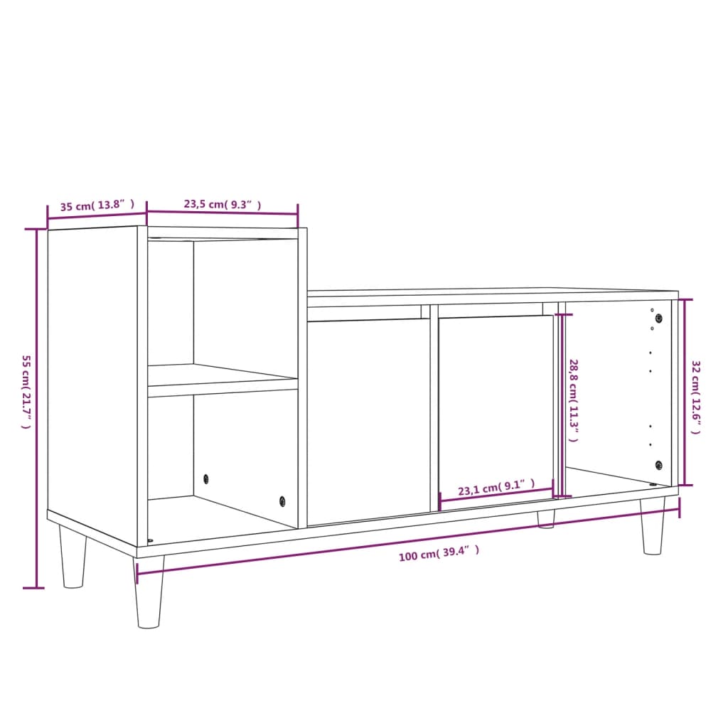 TV-Schrank Räuchereiche 100x35x55 cm Holzwerkstoff