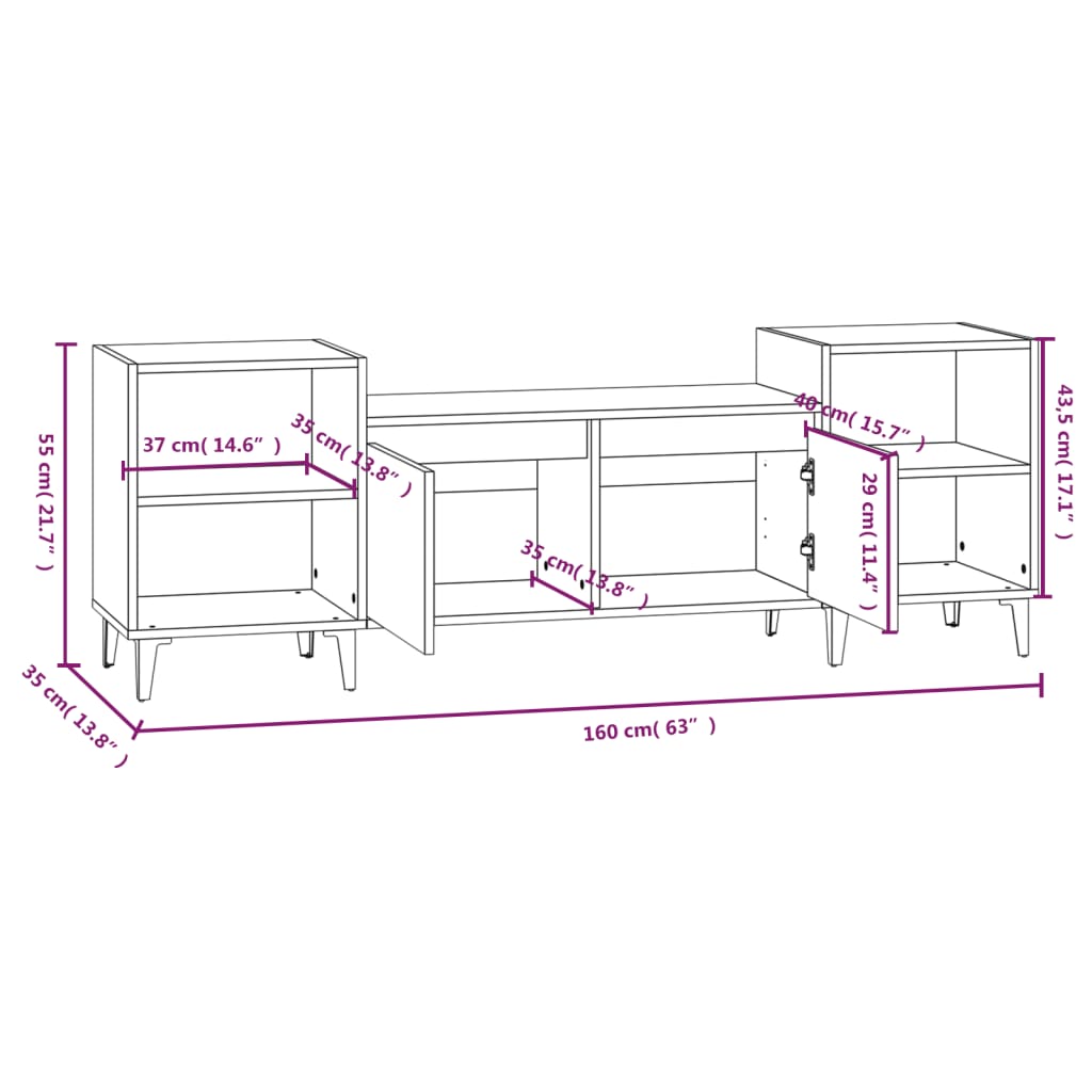 TV-Schrank Hochglanz-Weiß 160x35x55 cm Holzwerkstoff