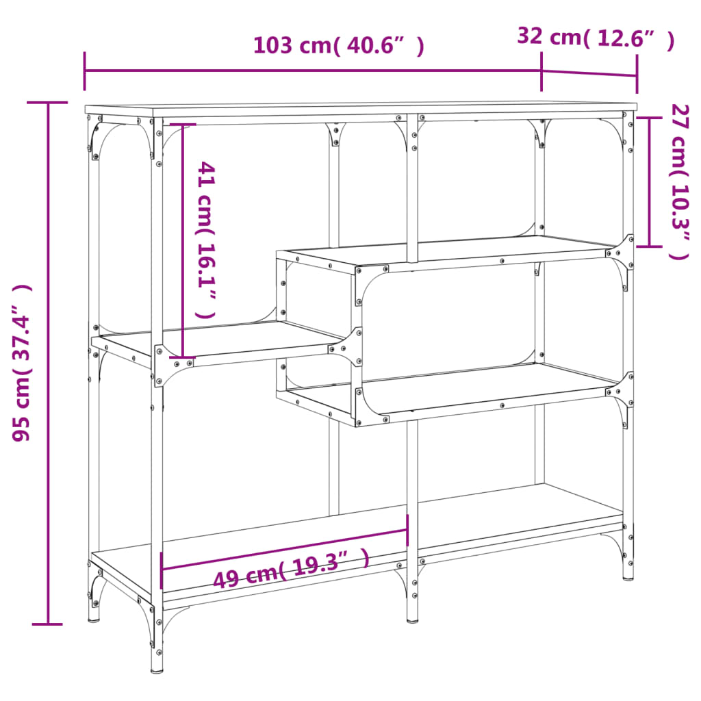 Konsolentisch Braun Eichen-Optik 103x32x95 cm Holzwerkstoff