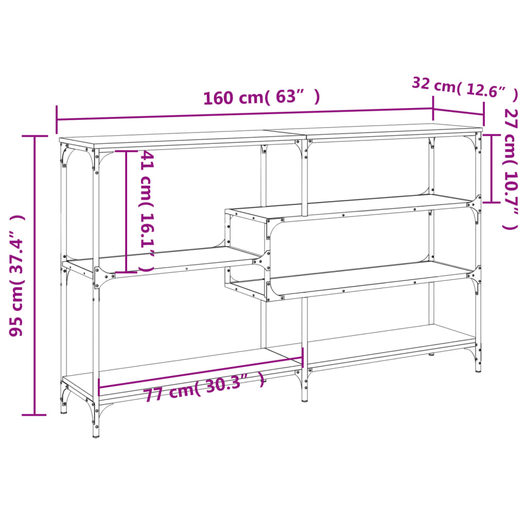 Konsolentisch Braun Eichen-Optik 160x32x95 cm Holzwerkstoff