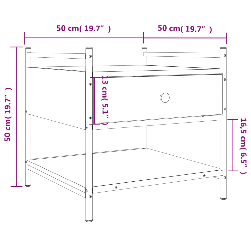 Couchtisch Schwarz 50x50x50 cm Holzwerkstoff