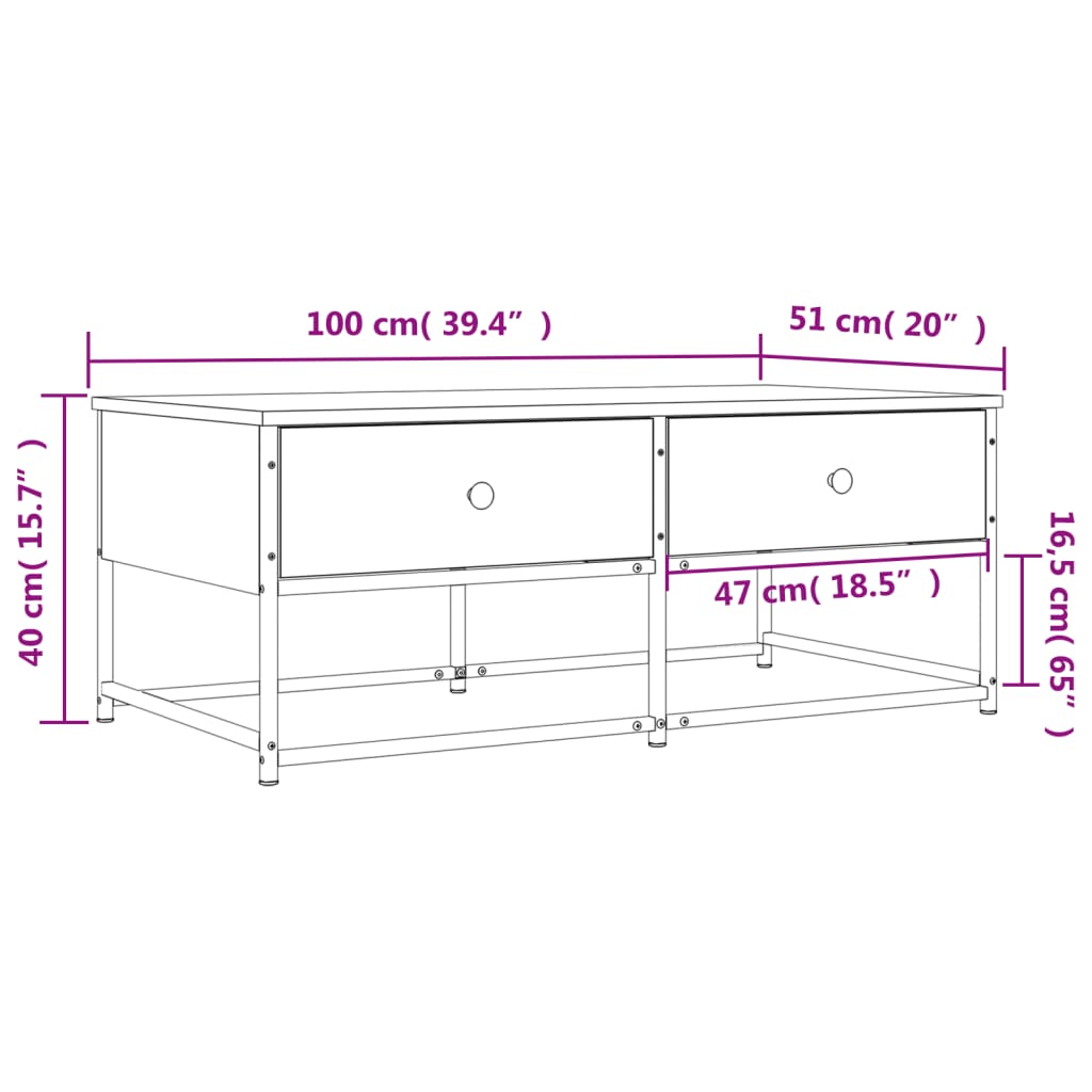 Couchtisch Schwarz 100x51x40 cm Holzwerkstoff