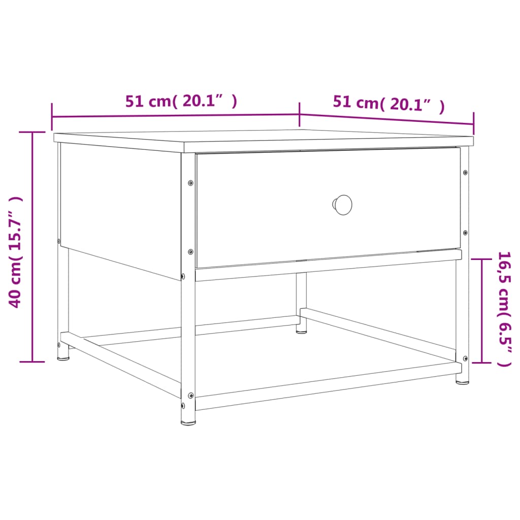 Couchtisch Grau Sonoma 51x51x40 cm Holzwerkstoff