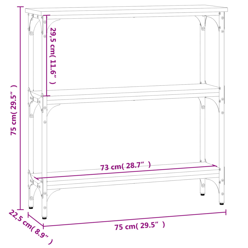 Konsolentisch Schwarz 75x22,5x75 cm Holzwerkstoff