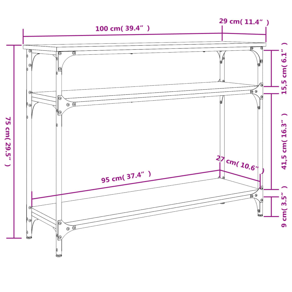 Konsolentisch Schwarz 100x29x75 cm Holzwerkstoff