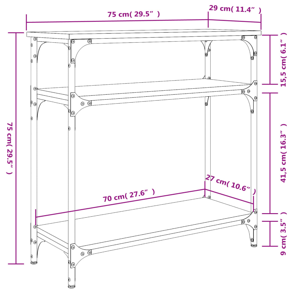 Konsolentisch Braun Eichen-Optik 75x29x75 cm Holzwerkstoff