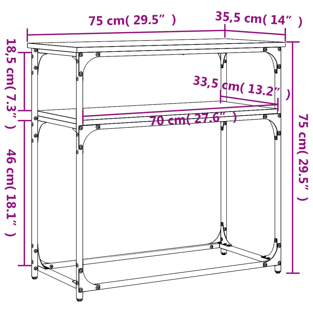 Konsolentisch Braun Eichen-Optik 75x35,5x75 cm Holzwerkstoff