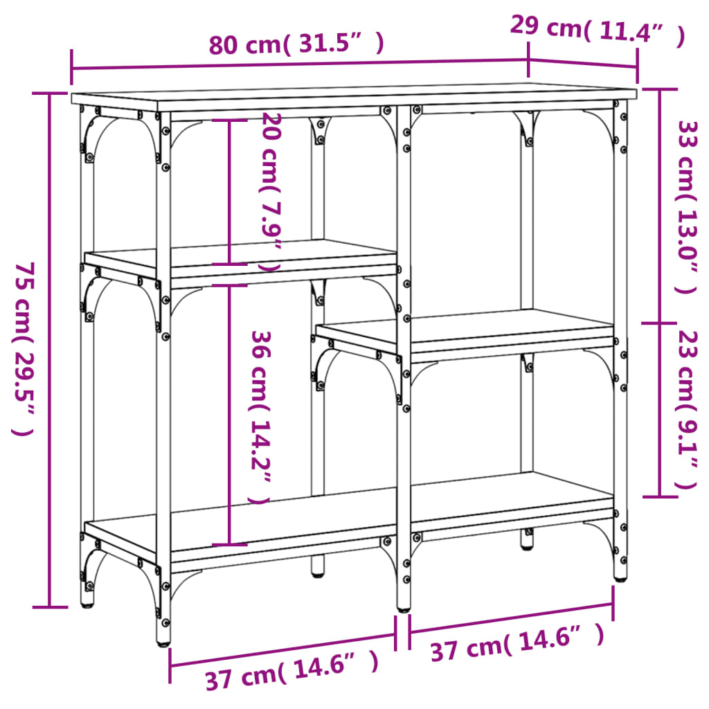 Konsolentisch Grau Sonoma 80x29x75 cm Holzwerkstoff