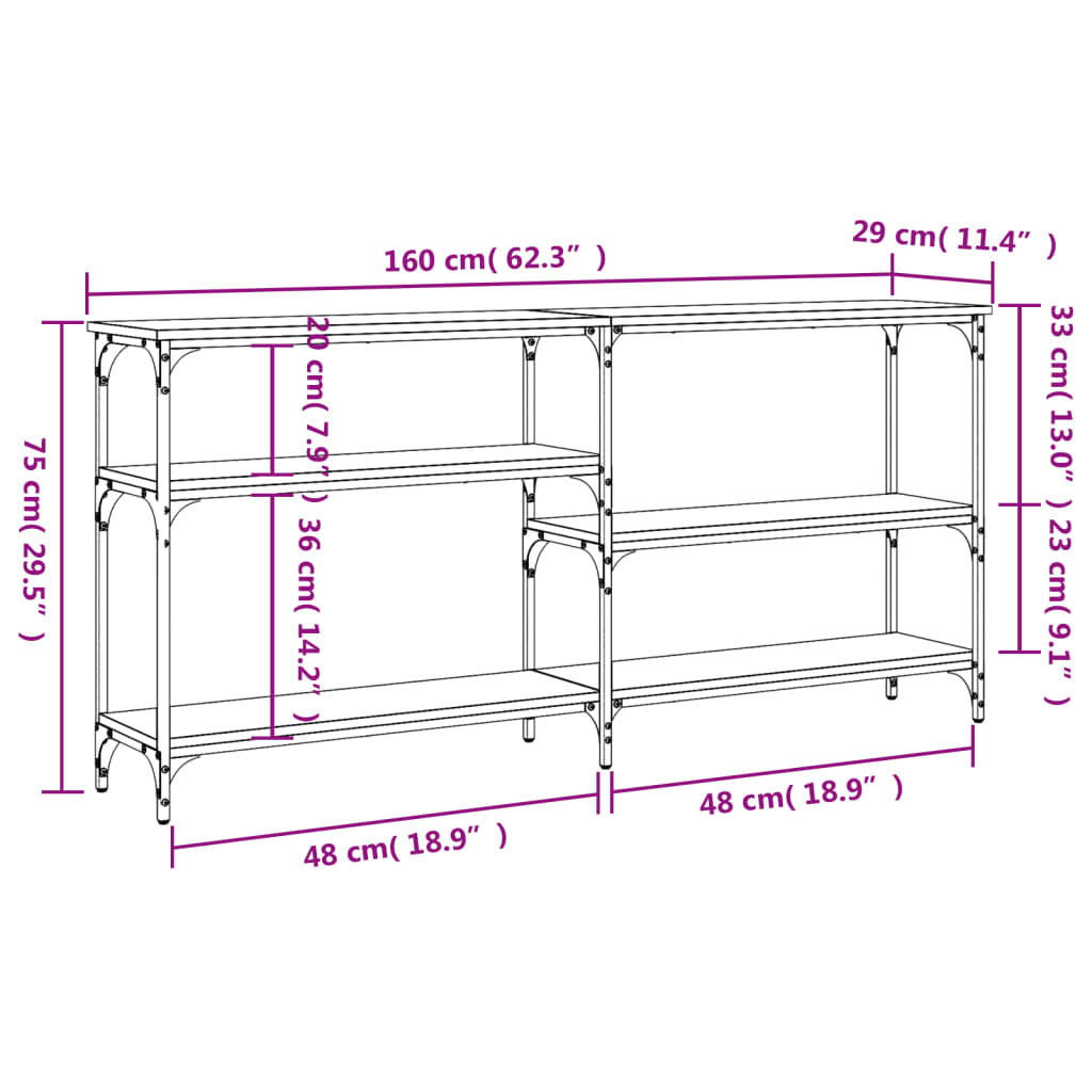 Konsolentisch Braun Eichen-Optik 160x29x75 cm Holzwerkstoff