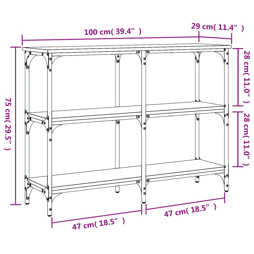 Konsolentisch Braun Eichen-Optik 100x29x75 cm Holzwerkstoff