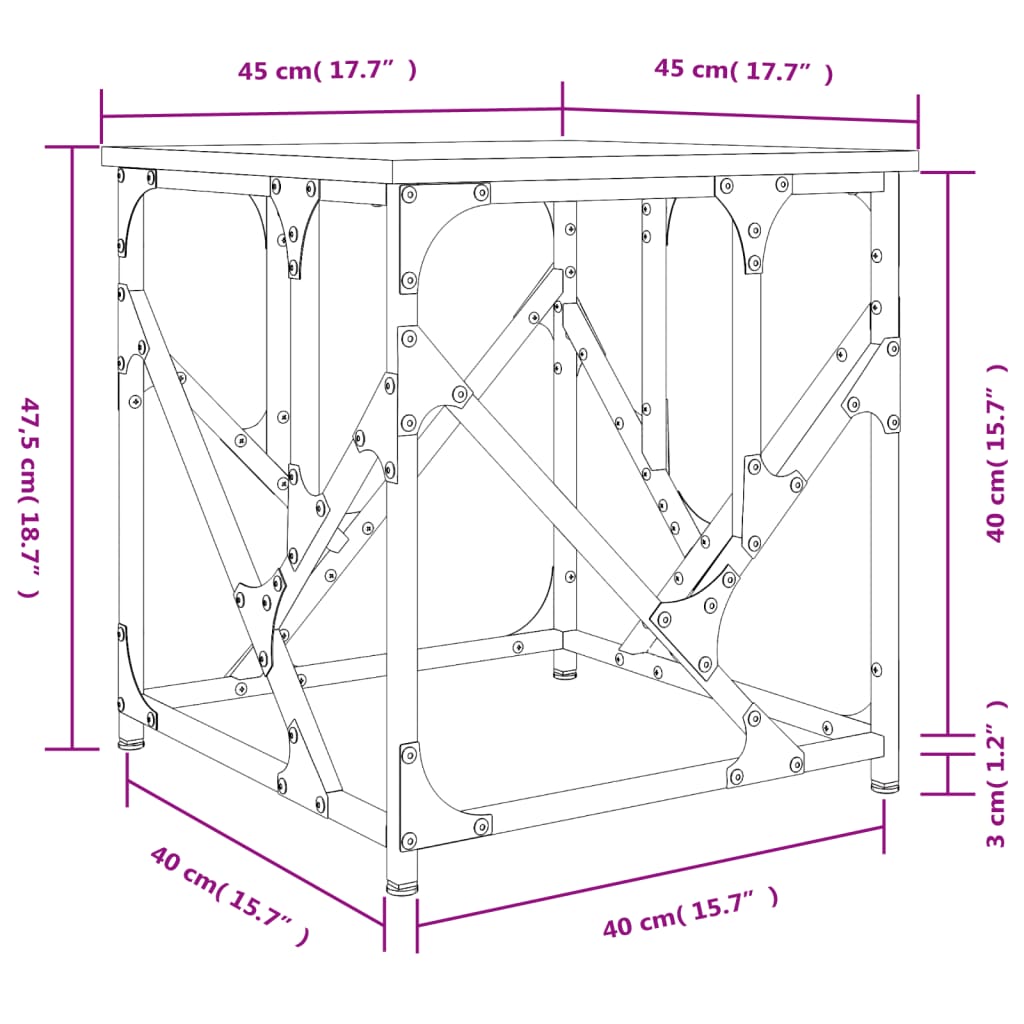 Couchtisch Schwarz 45x45x47,5 cm Holzwerkstoff