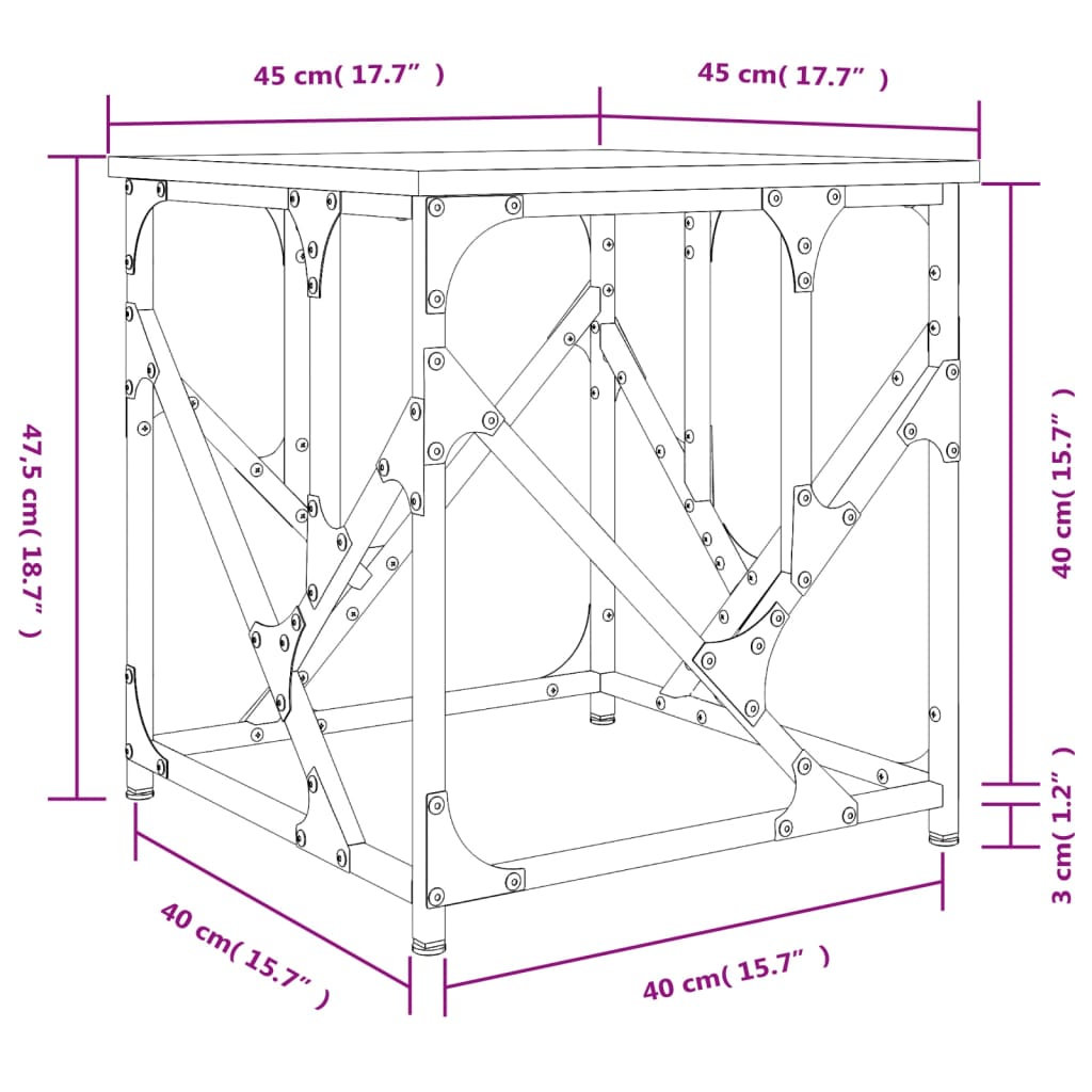 Couchtisch Sonoma-Eiche 45x45x47,5 cm Holzwerkstoff