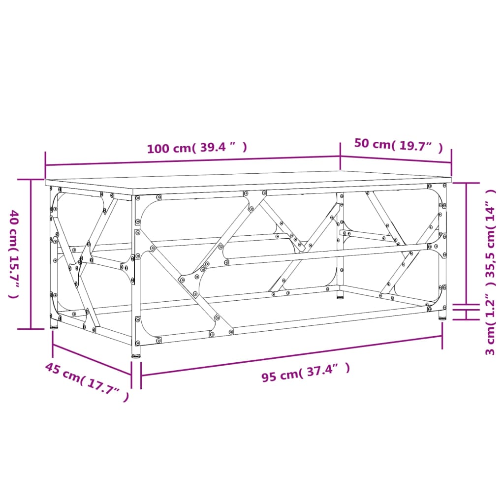 Couchtisch Sonoma-Eiche 100x50x40 cm Holzwerkstoff