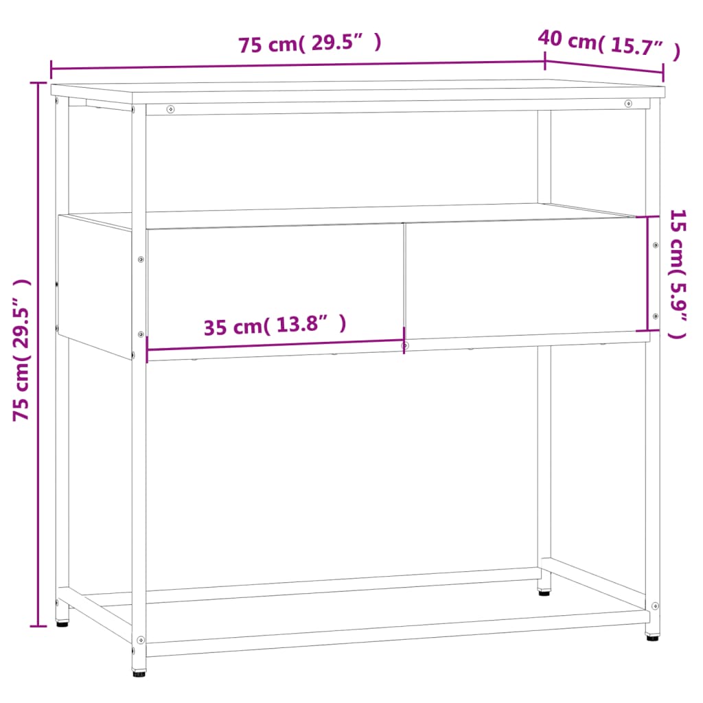 Konsolentisch Schwarz 75x40x75 cm Holzwerkstoff