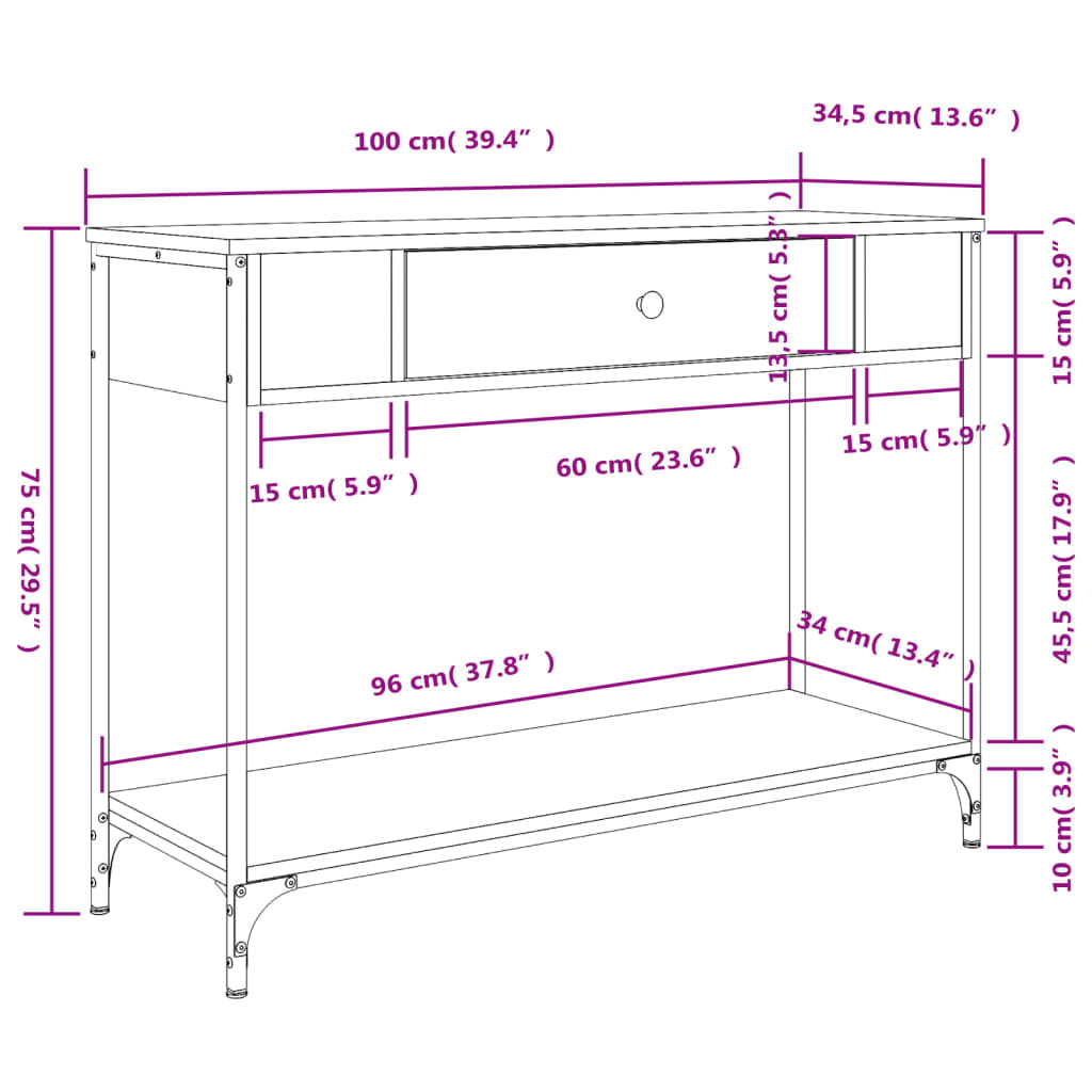 Konsolentisch Schwarz 100x34,5x75 cm Holzwerkstoff