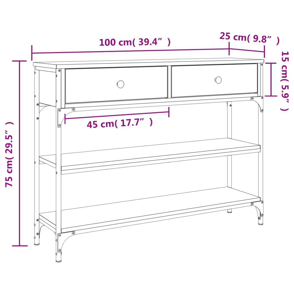 Konsolentisch Schwarz 100x25x75 cm Holzwerkstoff